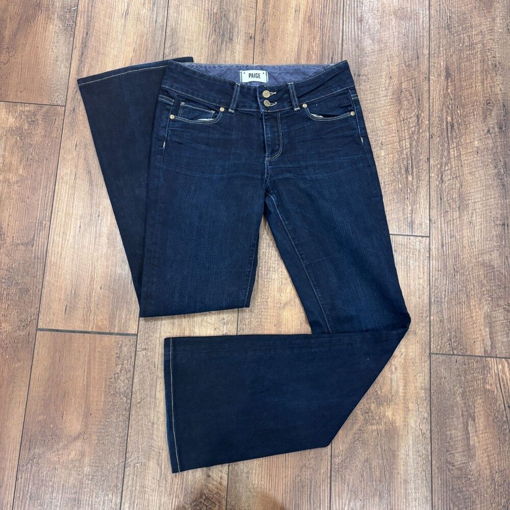 PAIGE Hidden Hills Dark Wash Boot Cut Jeans Size 27 - 0196055-541 Mid Rise USA - Picture 3 of 13